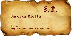 Beretka Mietta névjegykártya